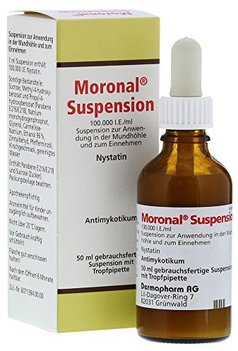 Moronal zur Behandlung von Pilzinfektionen der Haut und Schleimhäute, Antimykotikum, Wirkstoff Nystatin, Spar-Set 2x50ml Suspension