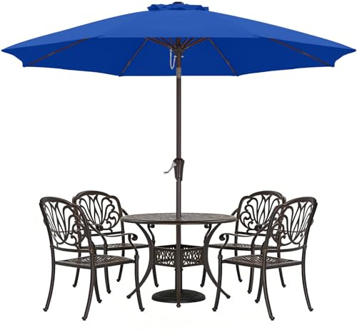 ABCCANOPY Sonnenschirm, UPF 50+ Sonnenschutz, um 30° neigbar, wasserabweisend, für Balkon, Garten, Terrasse, Strand, Königsblau, 270cm