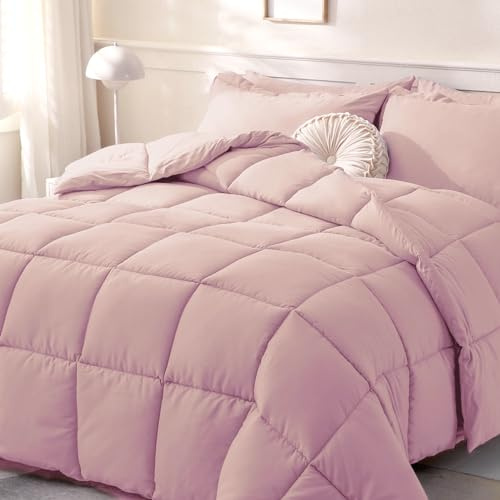 DOWNCOOL Comforters Twin Size, Duvet Insert,Light Pink All Season Duvet, Lightweight Quilt, Down Alternative Hotel Comforter with Corner Tabs (Pink, Twin 64x88 Inches) | Corner Tabs,All Season, Down Alternative Hotel Comforter, Twin 64x88 Inches