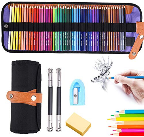 JOYBOY Matite Colorate,50 Set di Matite Colorate Professionali da Disegno,Con 2 Estensori per matita e 1 gomma,per Schizzi per Artisti Professionisti e Principianti