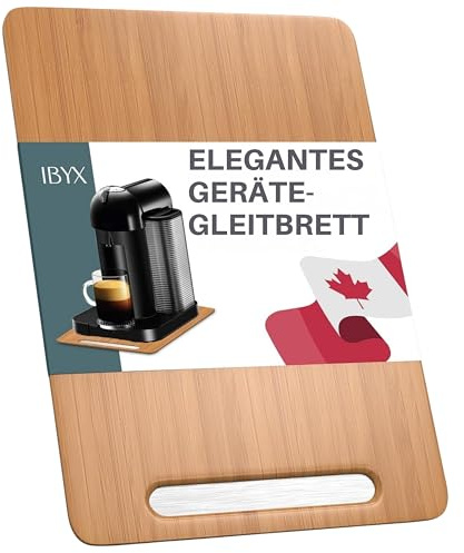 Ibyx Bambubricka Med Hjul För Köksmaskiner, Naturfärgad, 24 X 35,5 Cm | Gummihjul För Smidig Utdragning; Klarar Upp Till 18 Kg; För Kaffebryggare, Airfryer Och Köksmaskin.