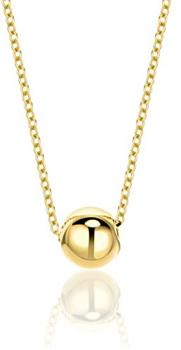 OROVI Damen Goldschmuck, Gold Kette mit Kugel Anhänger rund, Ankerkette, Collier 9 Karat (375) Gelbgold 42 cm