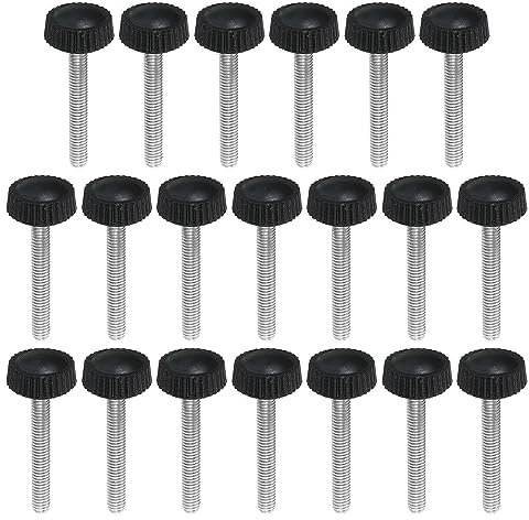 PATIKIL M4x30mm Estriado Mariposa Tornillos 20 Uds Macho Rosca Redondo Sujeción Tornillos Perillas Mano Agarre Pernos Montaje Sujetadores para Iluminación Muebles Herraje Negro