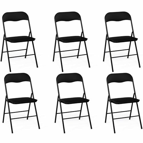 IDMarket - Lot de 6 chaises Pliantes KITY Noires en PU