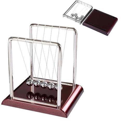 Balançoire Pendule Newton,Pendule Newton,Jeu de Boules D'équilibre Newton's Cradle,Boule Pendule Jouet de Décompression,Décoration Bureau de Travail,Pendule de Newton,avec 5 Boules,Bordeaux
