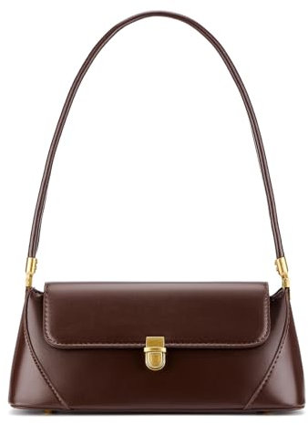 ZOUIQSS Umhängetasche für Damen Vintage-Geldbörse modisch klassisch veganes Leder Clutch Retro-Handtasche mit Schnallenverschluss(Braun)