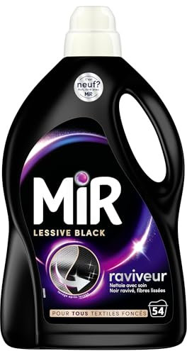 Mir - Lessive Liquide - Lessive Black - Main & Machine - Raviveur - Formule Unique 3en1 - Couleurs - Fibres - Fraîcheur - Nettoie avec Soin - Anti-Bouloche - Pour tous les Textiles Foncés - 54 Lavages