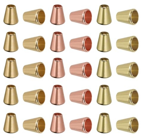 PATIKIL Fermacorda Conico a Campana, 30pz Clip Bloccaggio Fissaggio Fune Lega Zinco per Fissare Cordoni Lacci Borse Fai Da Te, Oro Verde Chiaro, Tono Oro Chiaro, Oro Rosa