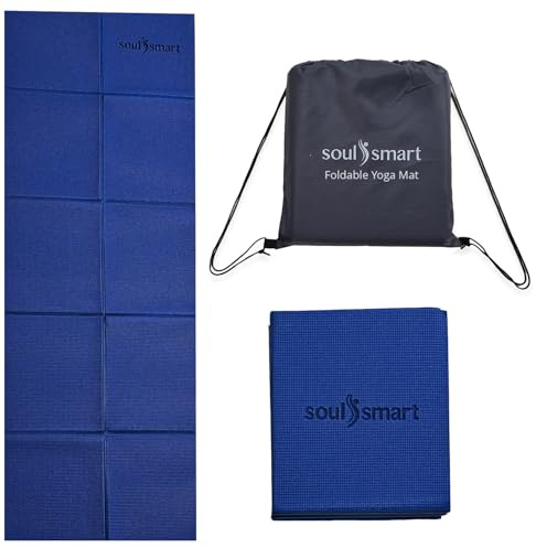 TJC Tappetino da yoga pieghevole da viaggio, 6 mm, antiscivolo, leggero, portatile, per palestra, fitness, pilates, esercizi per interni ed esterni, tappetino da yoga per donne e uomini, 188 x 63 cm