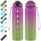 EYQ 1L Trinkflasche, Wasserflasche mit Strohhalm, Tritan BPA Free Auslaufsicher Sport Flasche, Sportflasche mit Zeitmarkierung für Schule Fitness Gym Sport