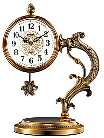 Orologio da Tavolo Vintage, Orologio retrò in Metallo, Pendolo Silenzioso per Soggiorno, Camera da Letto, Camino Notturno, Fattoria, Regalo per Decorazioni per scaffali