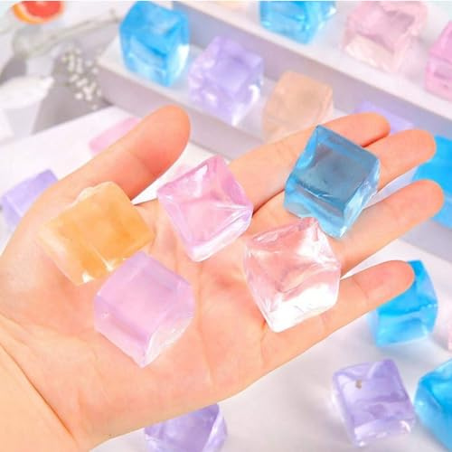Mini Ice Cube Squeeze Toys: 8 Pcs Stress Relief Fidget Squishy Stress Balls - Soft Elastic Sensory Toys for Relaxation and Focus - Reusable Squeeze Stress Relief Toys (Random Colors)