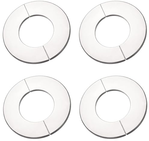 TOP-VIGOR 4 st 61 mm väggdelad fläns rörskydd, rostfritt stål runt rör täckbricka med självhäftande baksida för radiator, vatten och uppvärmningsrör vägghålsdekoration