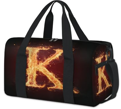 Burning Fire K Sporttasche für Kinder, Mädchen, Jungen, Damen, Herren, K Übernachtung, Wochenendtasche, Reisetasche, Tragetasche, Fitnessstudio, lässige Seesack