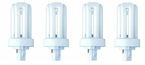 4 x Luxsa Lighting 13W CFL GX24D-1 2 Pin Compact Fluorescent Light 13W PLT Tube Bulbs 900LM Energy Saving GX24D-1 Compact Fluorescent Lamp CFL Light Bulbs 3500K White Triple Turn 3U Tube