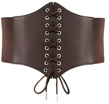 TASSFROO Cinturón medieval para mujer, ancho, cinturón de waspie, corsé medieval, corpiño elástico, pirata, vestido vintage, cinturón de cintura, Halloween, carnaval, cosplay
