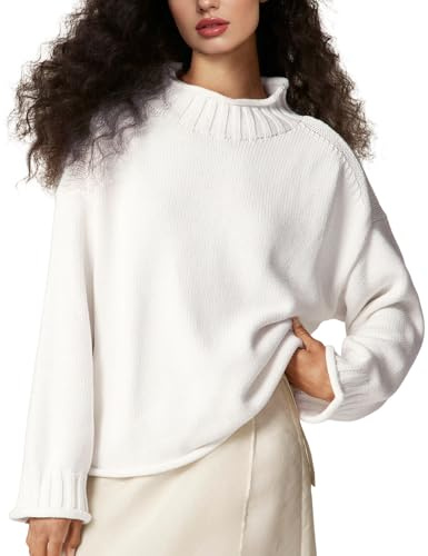 Yimoon Womens Oversized Rollneck Sweater Casual Cable Knit Long Sleeve Chunky Pullover Sweater Fall Winter Knitwear 2026(Beige-S)