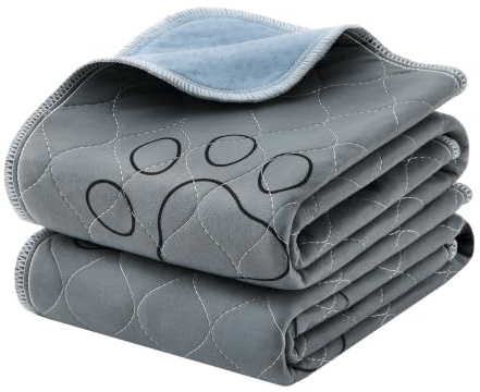 Feandrea Tvättbara Kisskydd för Hundar, 100 x 70 x 0,2 cm, 2-Pack | Återanvändbar Träningsmatta, Vattentät och Halkfri, för Hundbur och Golv, Grå, BASCO Kollektion PTD017GD01