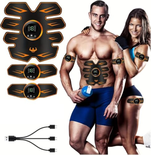 AILEDA Electroestimulador Muscular,EMS Estimulación focalizada de los Abdominales,8 Modos y 19 Intensidades,para la construcción de músculo,Tactical Electroestimulador Cuerpo Interior y Exterior
