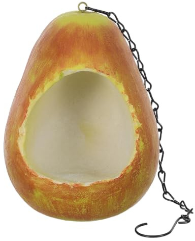Baluue Distributeur de Nourriture pour Oiseaux Décoration Charmante Jaune en Résine Forme Poire, Étanche et Facile d'entretien pour Jardin et Patio