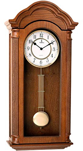 Pendulum Wall Clock Battery Operated - 26 inch Large, Wooden Hanging Grandfather Wall Clock with Pendulum - Quiet, Made with Real Wood for Living Room Decor, Office & Home Décor Gift