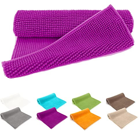 heimtexland ® Badvorleger Chenille Super Flauschig Saugstark Badteppich Badematte Ökotex Typ771 Lila 60 x 90 cm