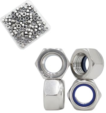 M5‑0.8mm Lock Nuts, 100Pcs Stainless Steel Nylock Insert Locking Nuts