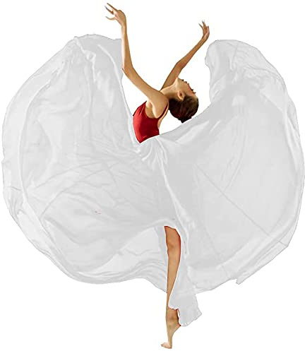 BACKGARDEN White 8-14 Years Girls 720 Sheer Chiffon 30 Long Ballet Skirt Maxi Skirt for Ballerinas Dance Wear