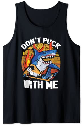 Don't Puck With Me | Hockey Stick | Shark Ice Hockey Player Tank Top