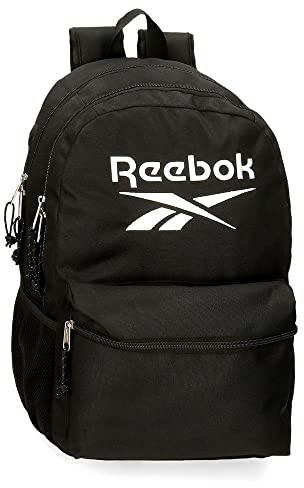Reebok Boston Mochila Escolar Doble Compartimento Negro 31x44x15 cms Poliéster 20,46L