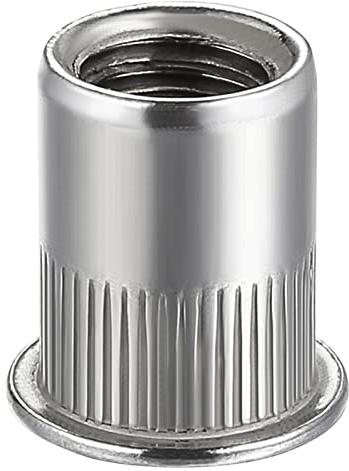 Wensilon Rivet Nut 1/4-20UNC 100Pcs Stainless Steel 304 Finish Flat Head Rivnut Threaded Insert Nut Knurled Body