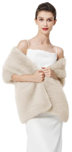 BEAUTELICATE Châle Étole en Fausse Fourrure Cape De Femme Mariage Hiver Boléro Fourrure pour Soirée Mariée Demoiselle d'honneur Cérémonie Fête Noël
