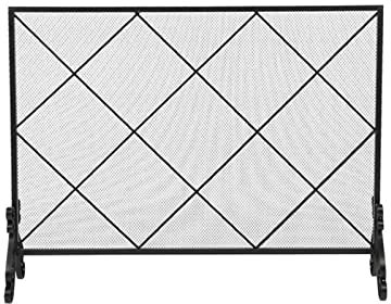 Parascintille Camino Schermo for camino, linea spessa, diamante, griglia grande, ferro decorativo, facile montaggio, copertura for camino solida Protezione per Stufa/Caminetti