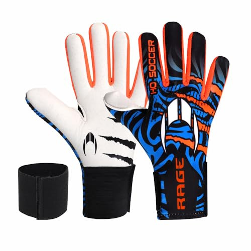HO Soccer Rage Plus Hazard V2 Blue - Guanti da portiere, unisex, blu/arancione