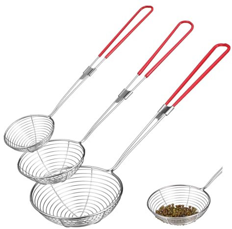 Garneck 3stücke Seiher Schöpfkelle Nudelsieb Bratlöffelsieb Pastaschaufel Küchenutensilien Aus Edelstahl Abtropffläche Zum Kochen Siebe Und Siebe Zum Kochen Metallsieb Topfsieb Seiher Mit