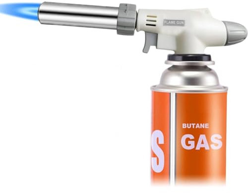 Butane Torch Kitchen Blow Lighter, 360 Degree Reverse Professional Chef Culinary Torch with Safety Lock and Adjustable Flame for Cooking Crème Brulee Soldering Baking (Butane Gas Not Included)