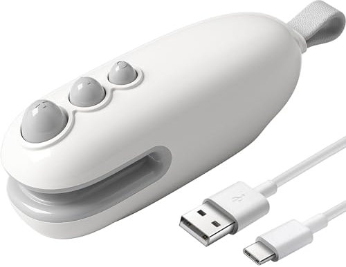 MORNIIE Mini Bag Sealer, Heat Sealer with Cutter, Rechargeable Bag Sealer, Handheld Heat Sealer Machine with Magnetic, Portable Bag Sealer Heat Seal for Keep Food Fresh and Snacks Crispy. White