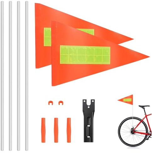 Fahrradfahne für Kinder,12 Stück,Fahrradfahne,Fahrradwimpel,Fahrrad Fahne Kind,Wimpel Fahrradanhänger,Fahrrad Fahne,Verstellbare Fahrradfahne, Kinderfahne, Fahrradanhänger (Orange Farbe)