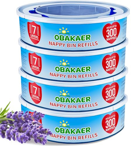 4 Stück Windelsack Nachfüllkassetten kompatibel mit Angelcare Windeleimer & Litter Locker II Nachfüllbeutel, 4pack, Nicht kompatibel mit Dress Up, Dress Up XL, Classic XL und LitterLocker Fashion.