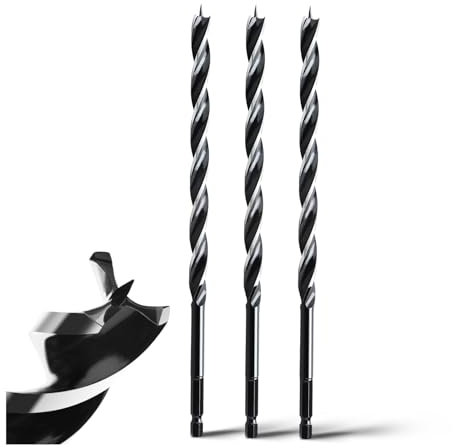 MOXPIFY 3 Brocas para Madera (6 x 230 mm, Punta de Centrado, Vástago Hexagonal E 6,35 mm)