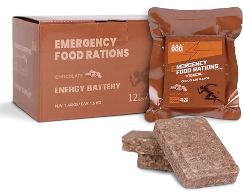 Barras de Alimentos de Emergencia - Chocolate Hardtack, Larga Vida Útil, Barras de Ración de Comidas de Emergencia, Suministros de Emergencia, 12 Unidades