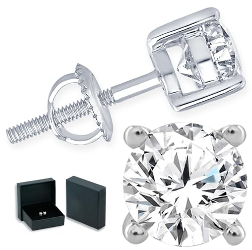 ONLYDIAMONDS - Boucles d'oreilles à tige en or blanc 18 carats de 0,20 à 1,00 cttw - Boucles d'oreilles solitaires scintillantes - Bijoux de luxe avec coffret cadeau - 0,20, 0.20 CTW, Diamant or blanc