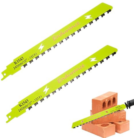 2PCS Hoja de Sierra, 240mm Sierra Sable Para Cortar Ladrillos, Hormigón Celular/Poroso, Paneles Compuestos De Cemento, Dentado de Carburo + Carburo De Tungsteno, Reducción Del Polvo (Amarillo 240mm)