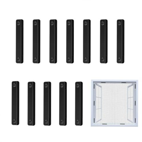 Lot de 12 bandes magnétiques autocollantes universelles pour moustiquaires, portes et rideaux (noir)