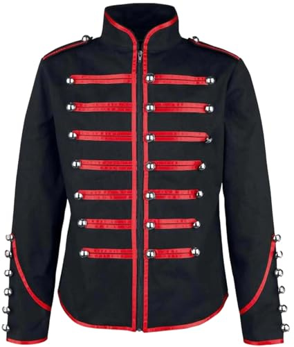 Generisch Veste gothique pour homme - Uniforme - Veste de défilé steampunk pour hussards - Parade - Blazer victorien - Col montant - Vintage - Costume de renaissance médiévale