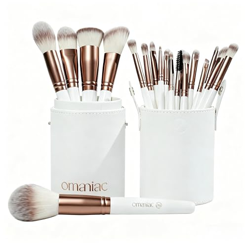 OMANIAC 20-teiliges Makeup Pinsel Set, Hochwertiges Pinselset Make-up aus langlebigen synthetischen Fasern, Professionelle Makeup Pinsel für Alltag oder Reise Makeup Bürsten Set(Weiß)