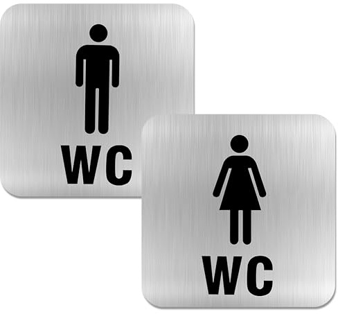 2 Stück Wc Schild Selbstklebend aus Edelstahl, Stilvolle Toilettenschilder