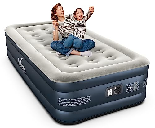 iDOO Luftbett 1 Person, Luftmatratze Selbstaufblasend Gästebett mit Integrierter Luftpumpe, Aufblasbare Matratze Schnelles Aufblasen/Luftablassen für Camping und Zuhause100x190x46cm, 250 kg Max