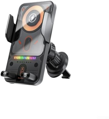 Cargador y soporte inalámbrico para coche de 15 W con sujeción automática, operación de un botón, soporta múltiples niveles de salida para una carga eficiente del teléfono (plateado)