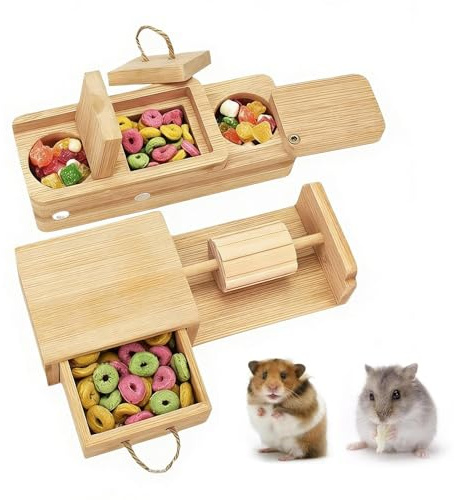 Jouet d'enrichissement pour hamster | Puzzle interactif de recherche de nourriture en bois pour animaux de compagnie | Jeu distributeur de friandises pour petits animaux, hamster, furet, lapin